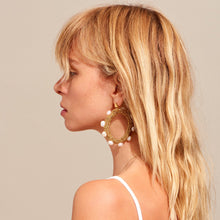Load image into Gallery viewer, Pearl Diver Hoop Earrings - Gold