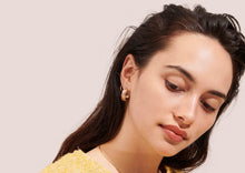 Load image into Gallery viewer, Mantra Hoop Earrings - Yellow Gold Plate