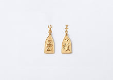 Load image into Gallery viewer, Tanit Drop Earrings - Yellow Gold Plate