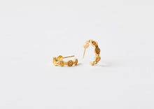Load image into Gallery viewer, Solar Halo Hoop Earrings - Yellow Gold Plate