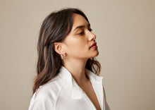 Load image into Gallery viewer, Solar Halo Hoop Earrings - Rose Gold Plate