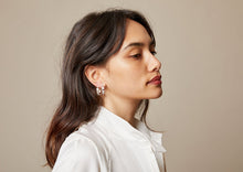 Load image into Gallery viewer, Solar Halo Hoop Earrings - Sterling Silver
