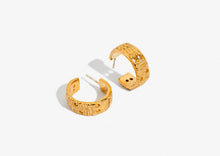 Load image into Gallery viewer, Mantra Hoop Earrings - Yellow Gold Plate
